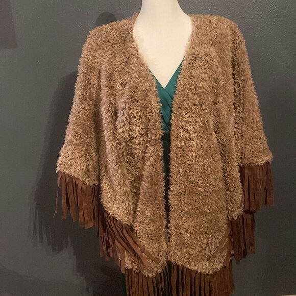 Astars Chalet Grande Poncho cardigan Fringe Rodeo Ready o/s - Picture 1 of 8